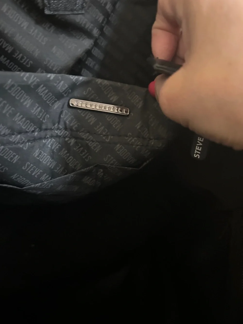 Steve Madden Black Duffel Tote with White Logo